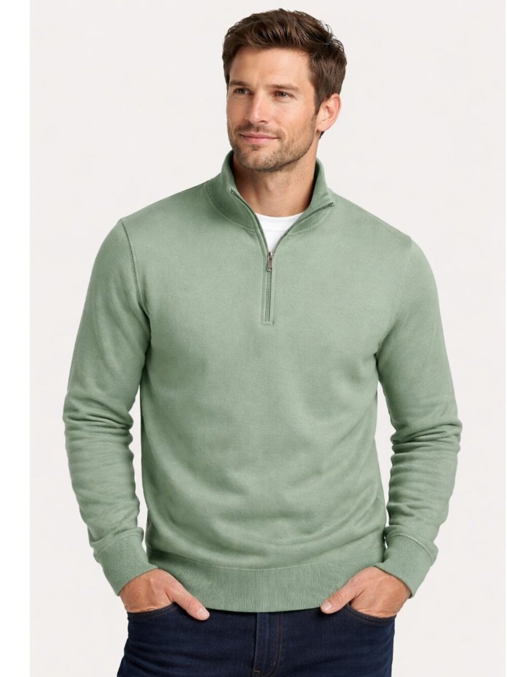NWT Polo Ralph Lauren Cotton Quarter Zip Sweater Green Mens Size Large